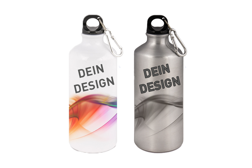 Trinkflaschen Aluminium 500 ml silber l selbst gestalten