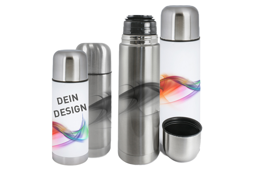 Thermoflaschen Edelstahl 750ml weiß l selbst gestalten